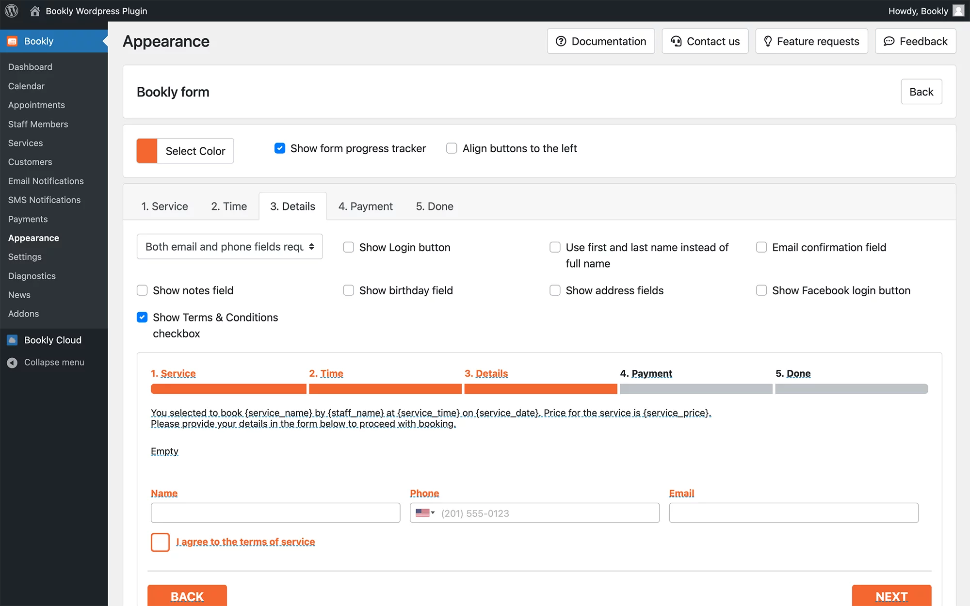 User-friendly admin panel in Bookly PRO