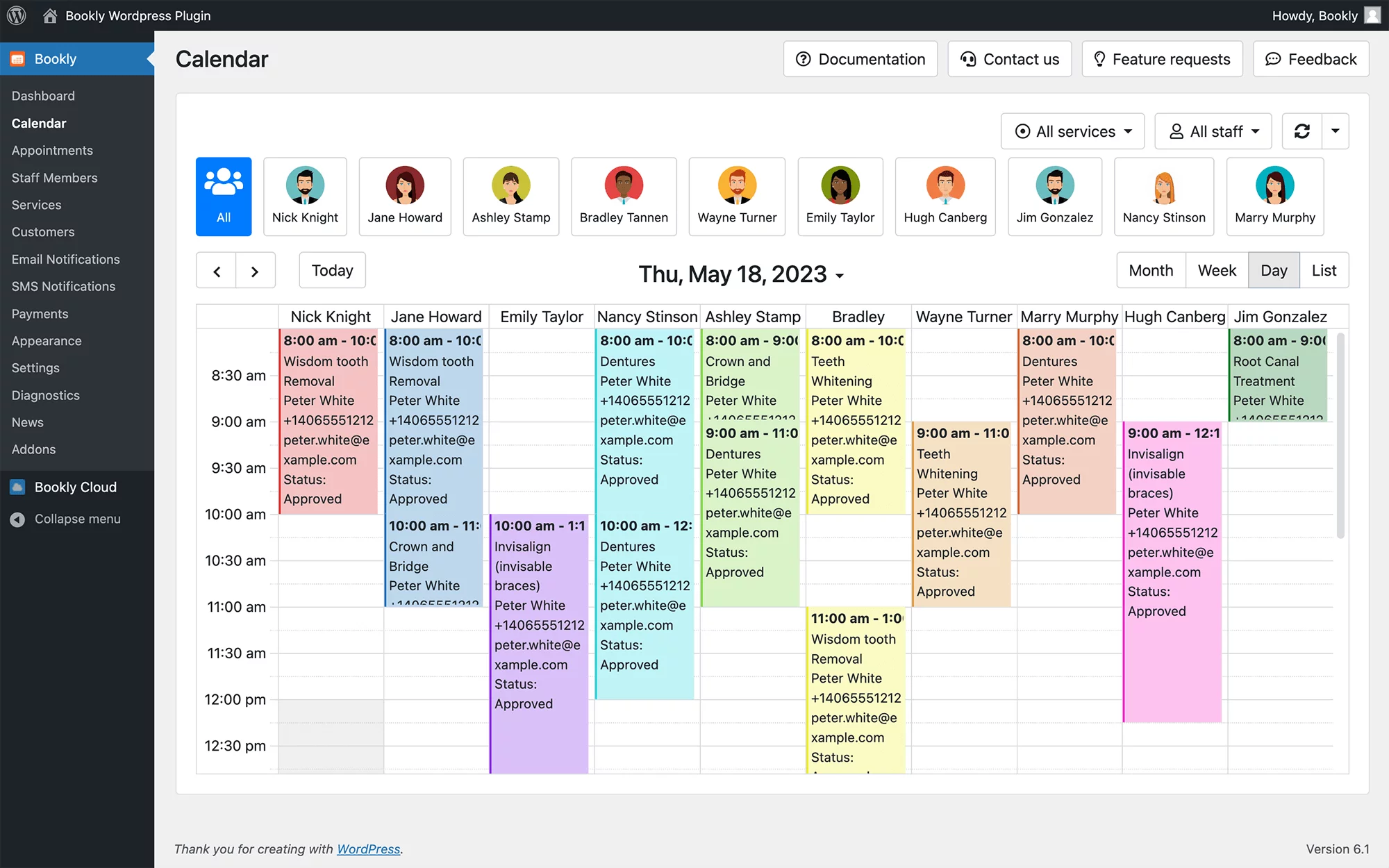 View calendar in daily/weekly/monthly modes in Bookly