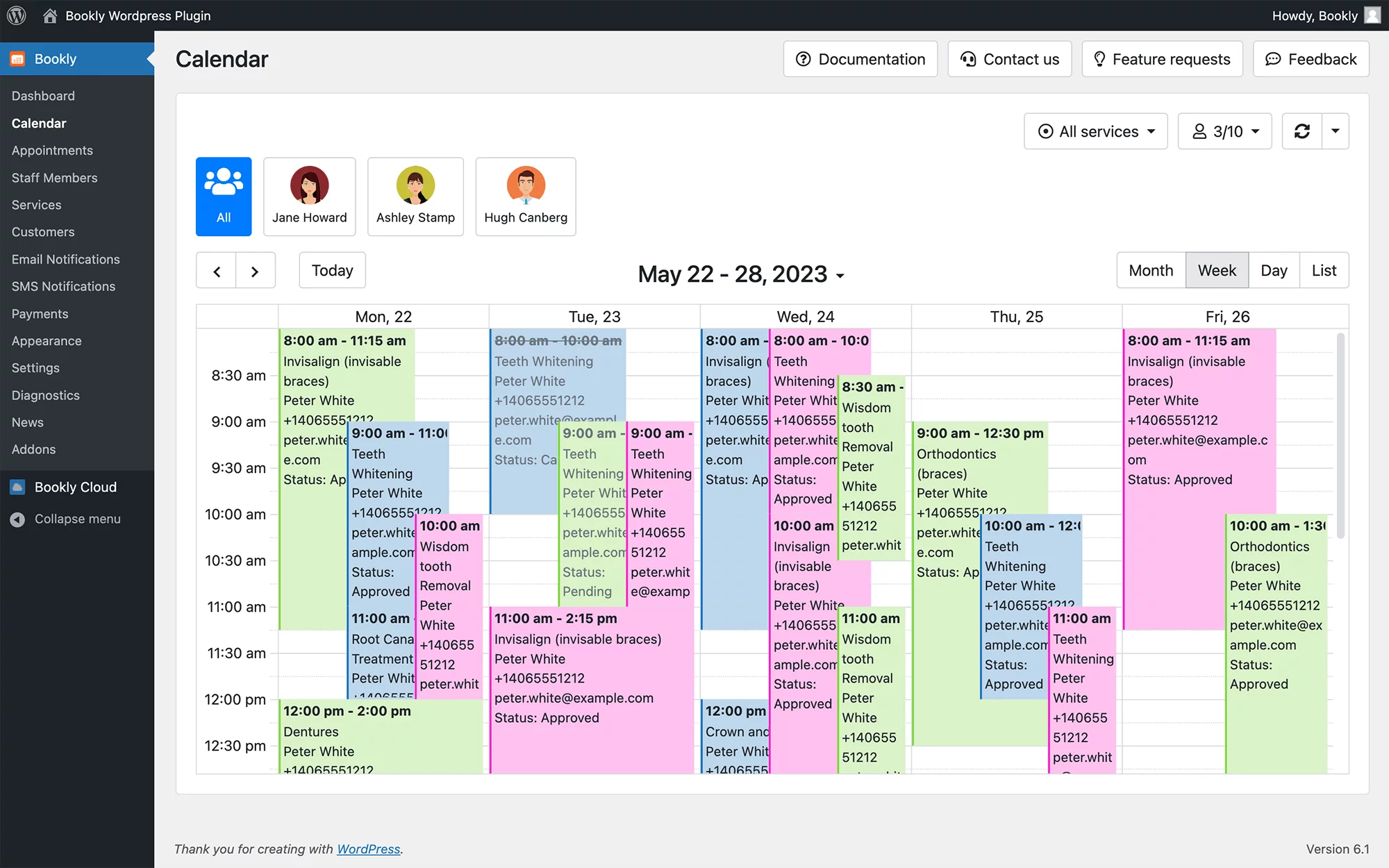 View calendar in daily/weekly/monthly modes in Bookly