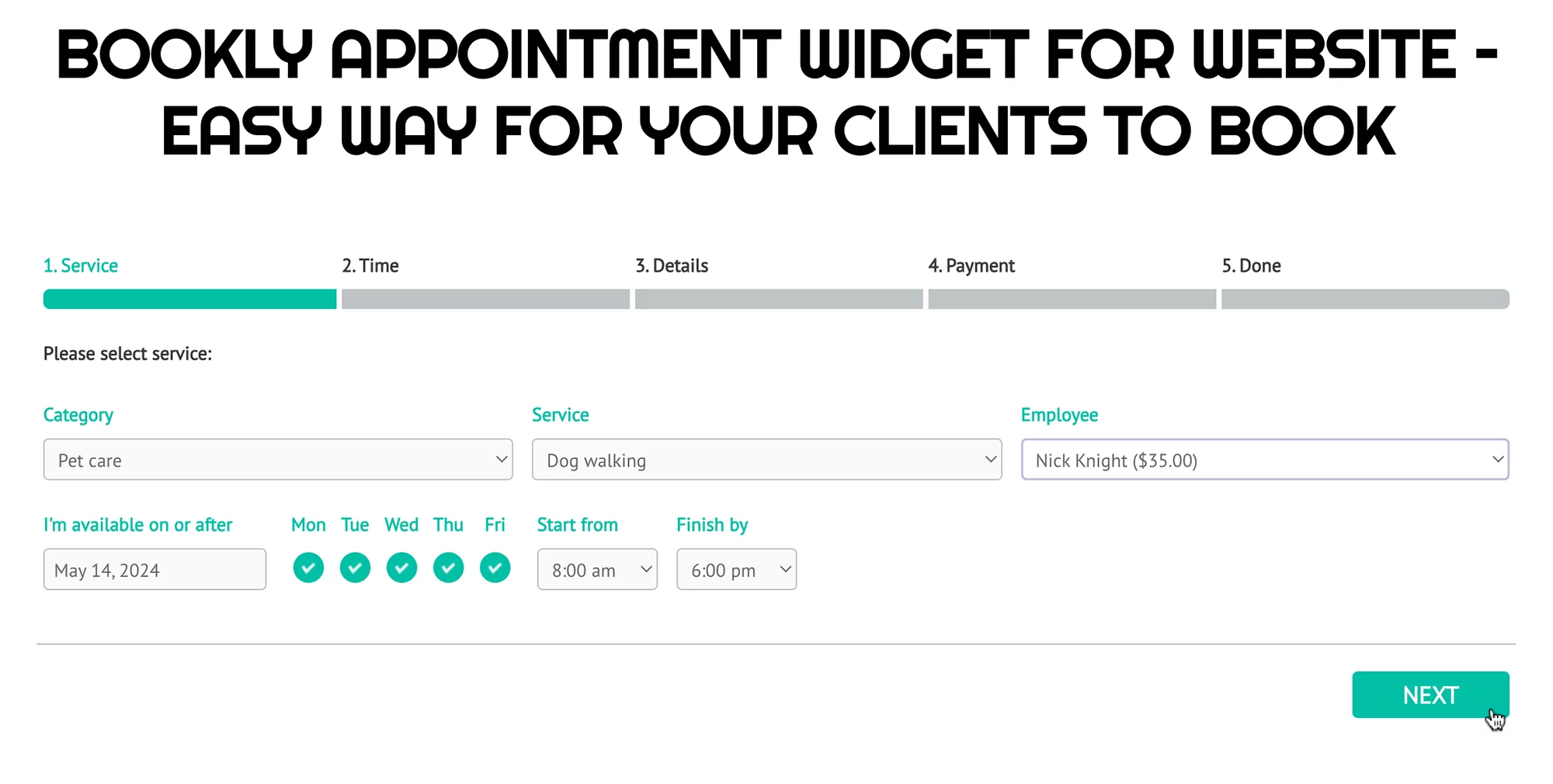 Bookly booking form