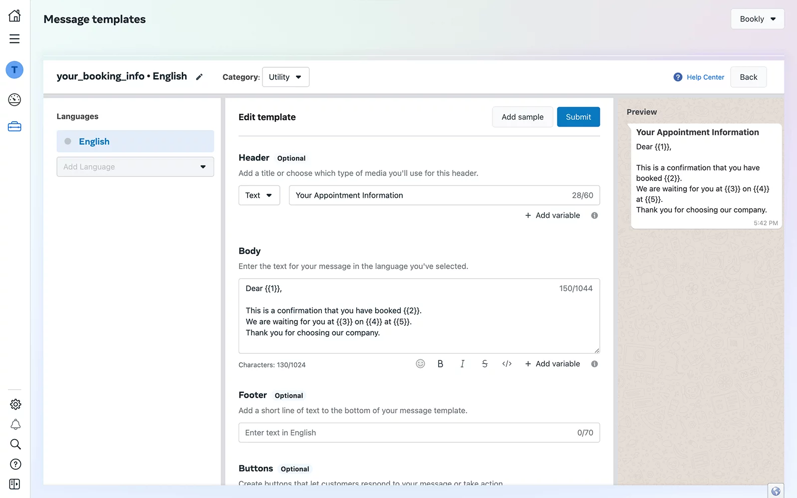 WhatsApp integration in Bookly